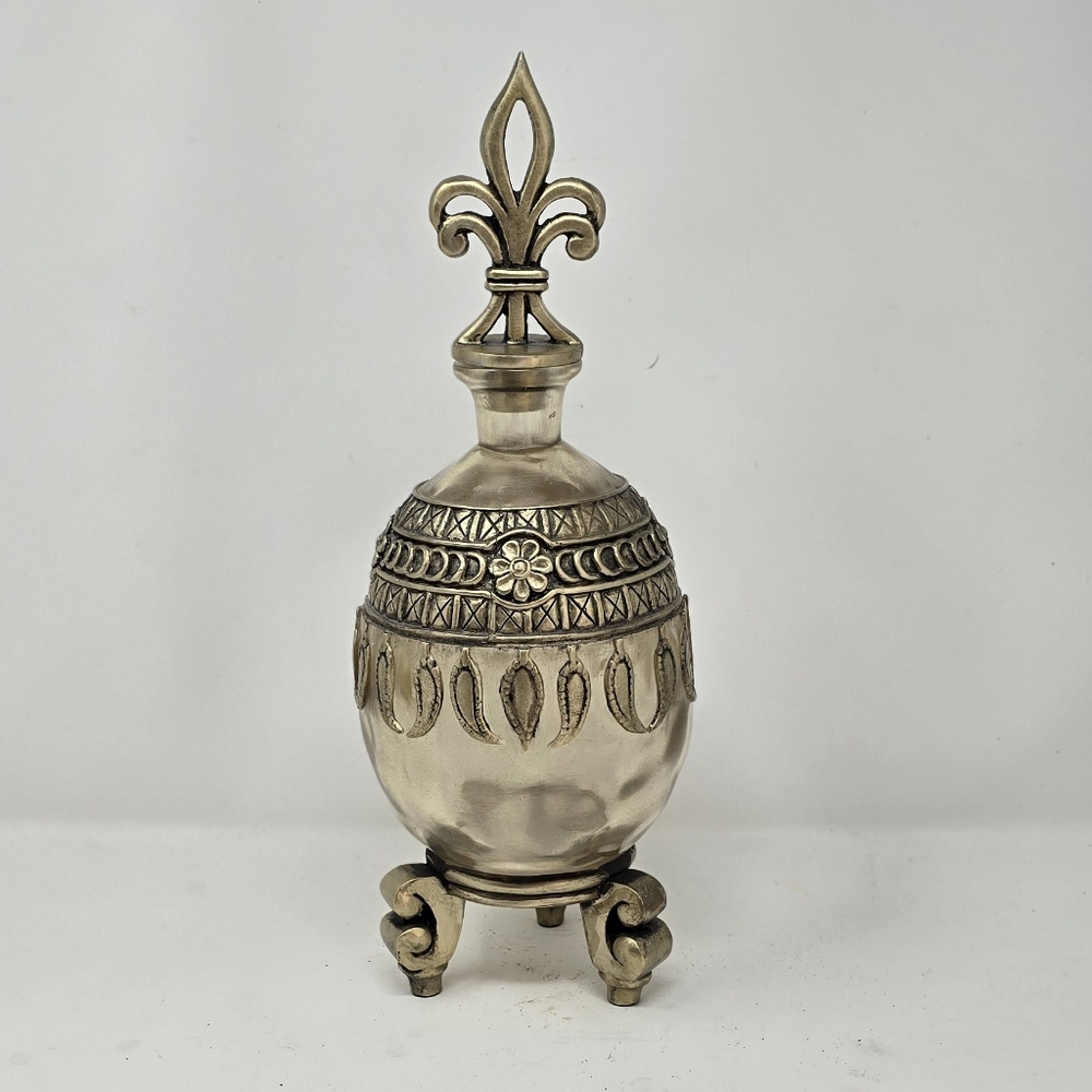 Vtg indian influenced genie in bottle frosted resin champaign colored accent